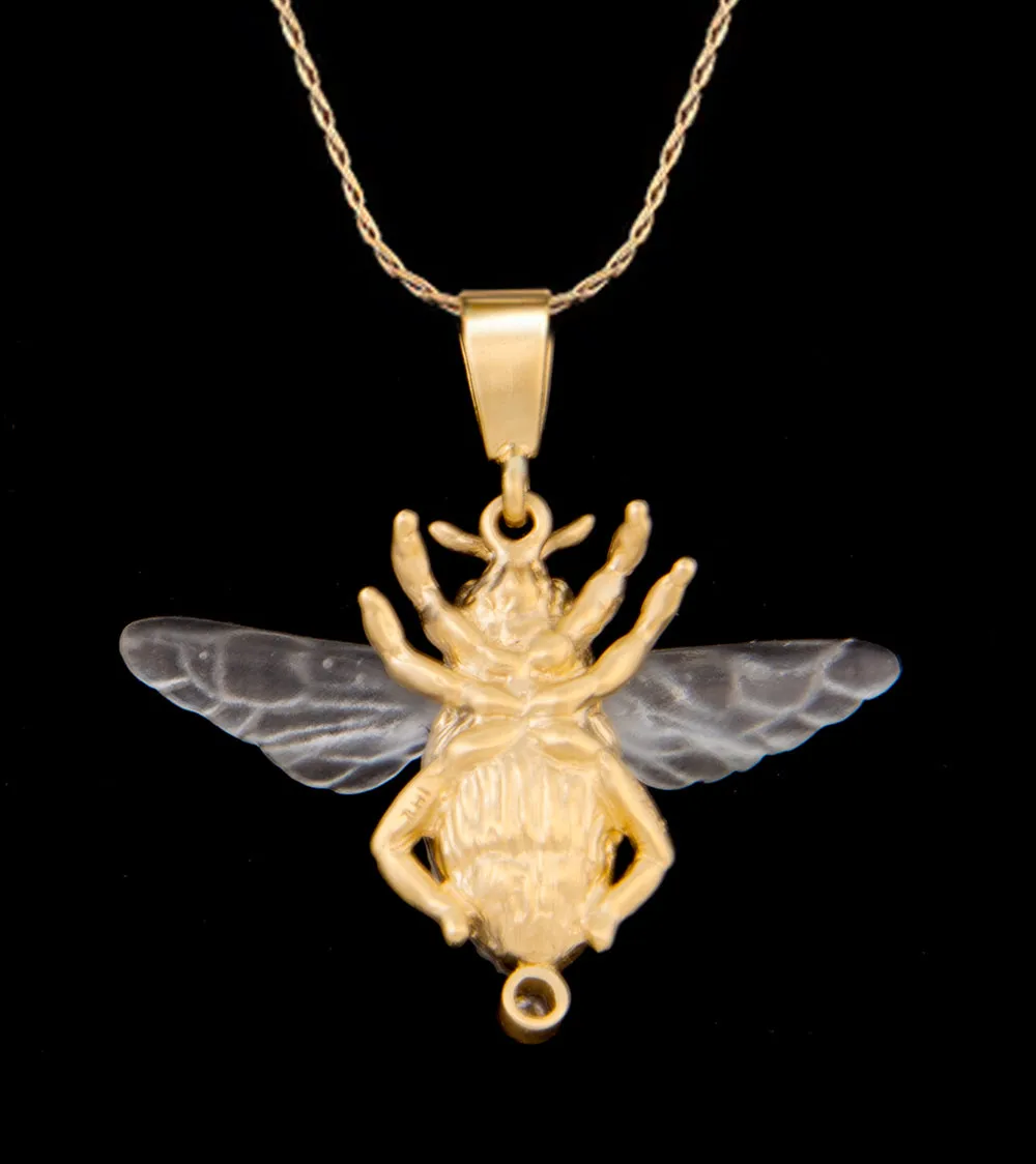 14k Yellow Gold and Diamond Hawaiian Bee Pendant