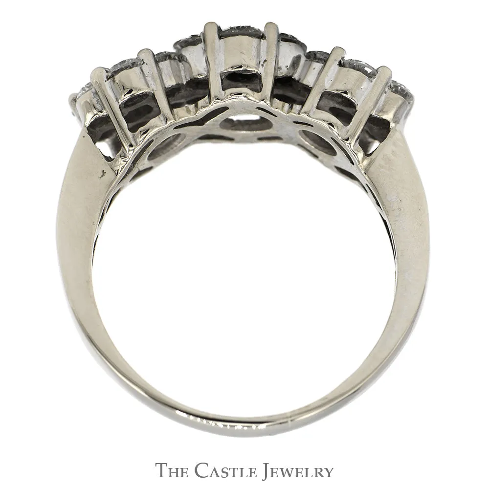 1.5cttw Triple Flower Diamond Cluster Ring in 10k White Gold