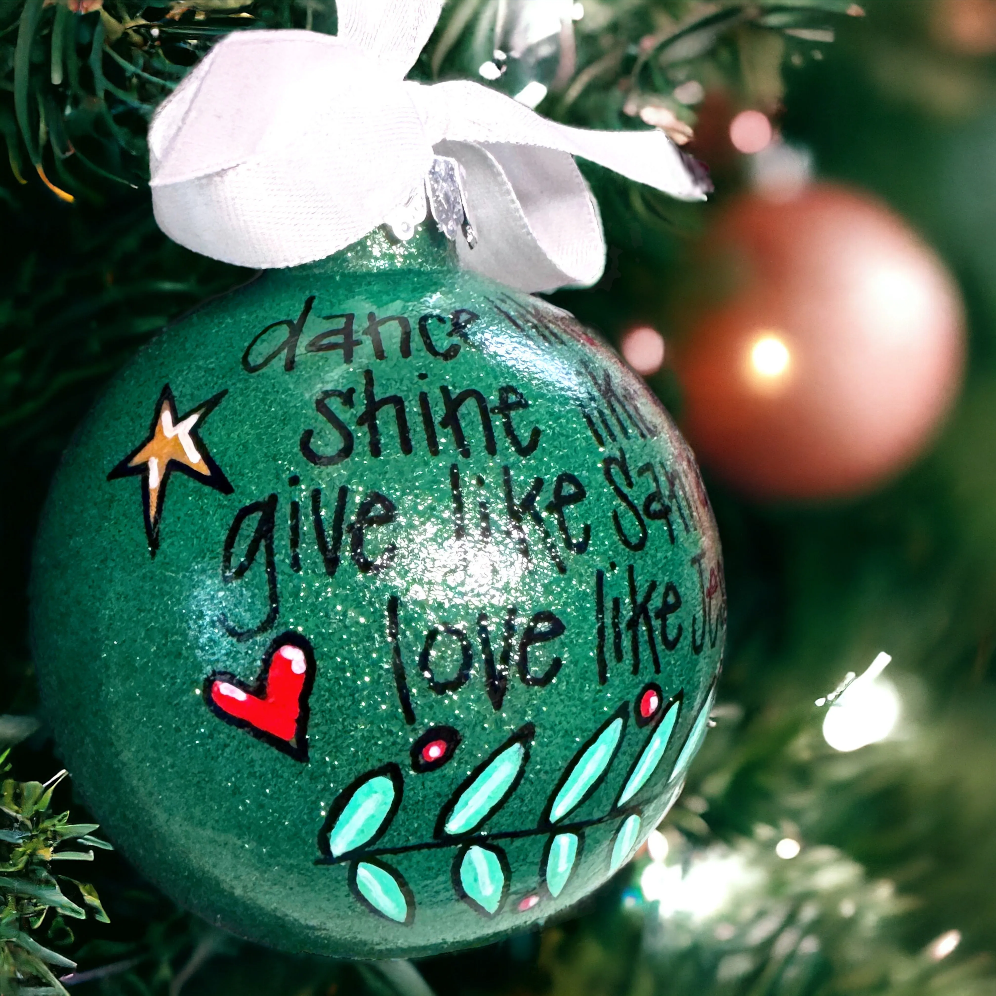 2024 Christmas Ornament: “Dance like Frosty. Shine like Rudolf. Give like Santa. Love like Jesus.”