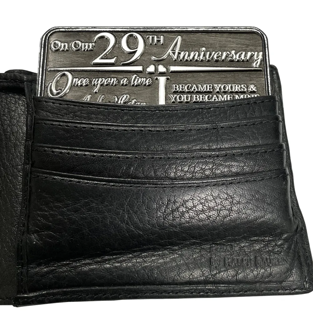 29th Twenty Ninth Anniversary Sentimental Metal Wallet or Purse Keepsake Card Gift - Cute Gift Set From Husband Wife Boyfriend Girlfriend Partner