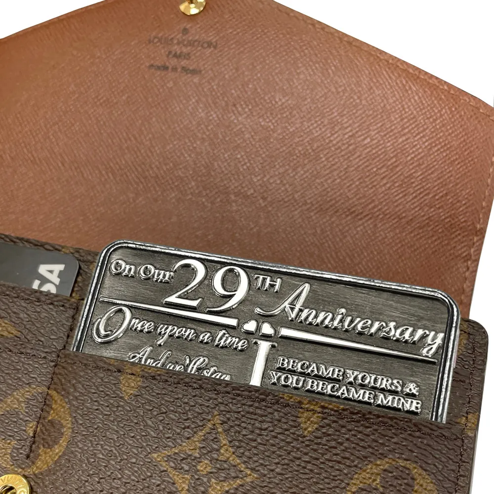 29th Twenty Ninth Anniversary Sentimental Metal Wallet or Purse Keepsake Card Gift - Cute Gift Set From Husband Wife Boyfriend Girlfriend Partner