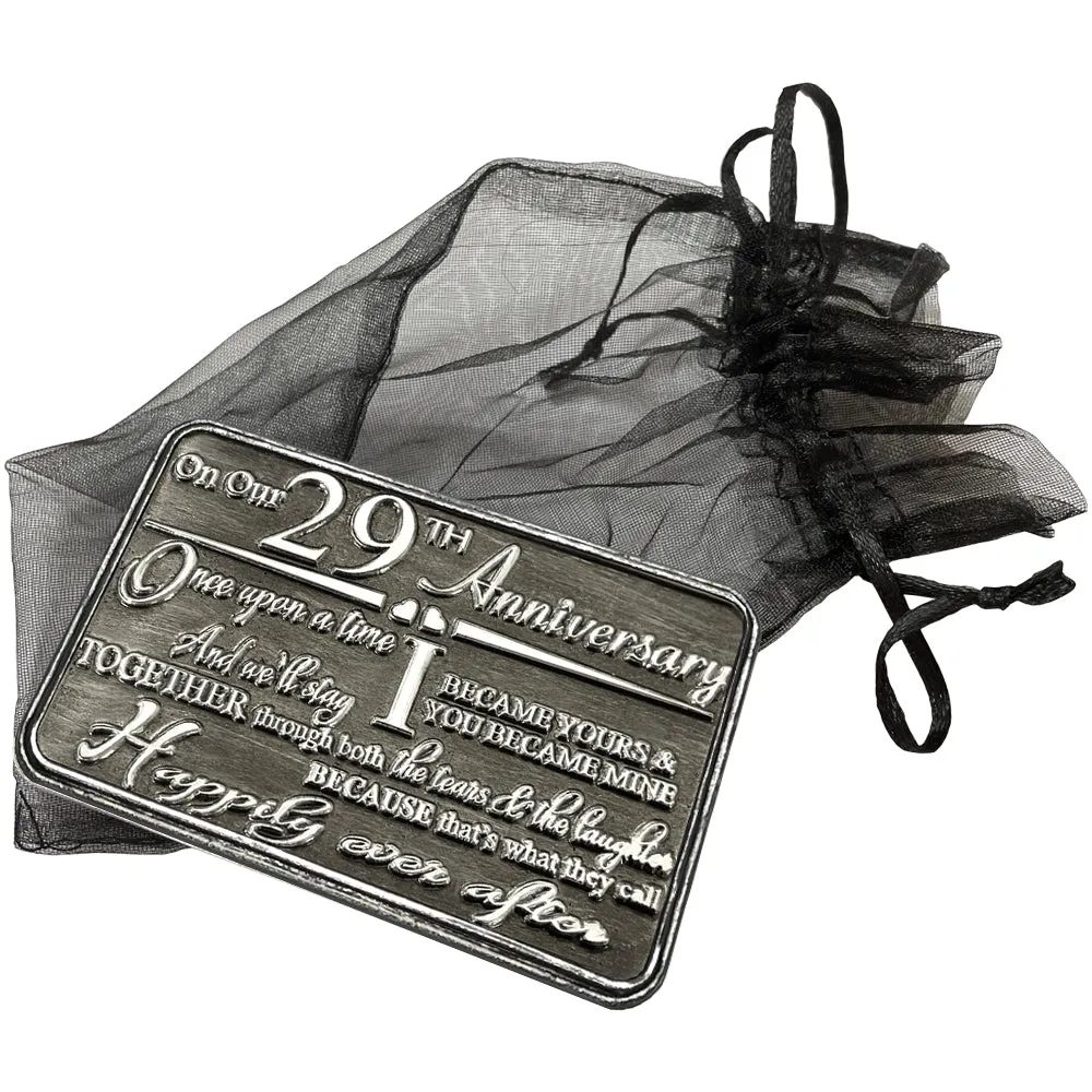 29th Twenty Ninth Anniversary Sentimental Metal Wallet or Purse Keepsake Card Gift - Cute Gift Set From Husband Wife Boyfriend Girlfriend Partner