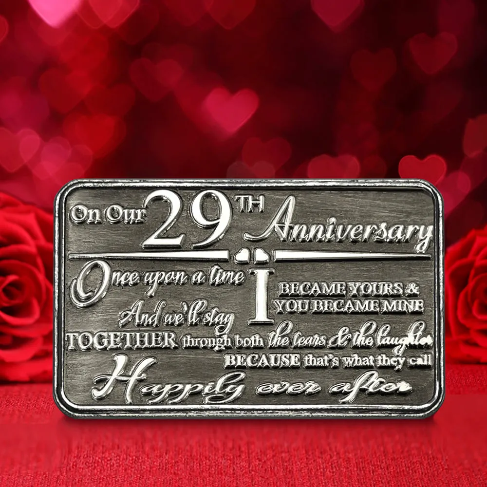 29th Twenty Ninth Anniversary Sentimental Metal Wallet or Purse Keepsake Card Gift - Cute Gift Set From Husband Wife Boyfriend Girlfriend Partner