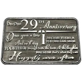 29th Twenty Ninth Anniversary Sentimental Metal Wallet or Purse Keepsake Card Gift - Cute Gift Set From Husband Wife Boyfriend Girlfriend Partner