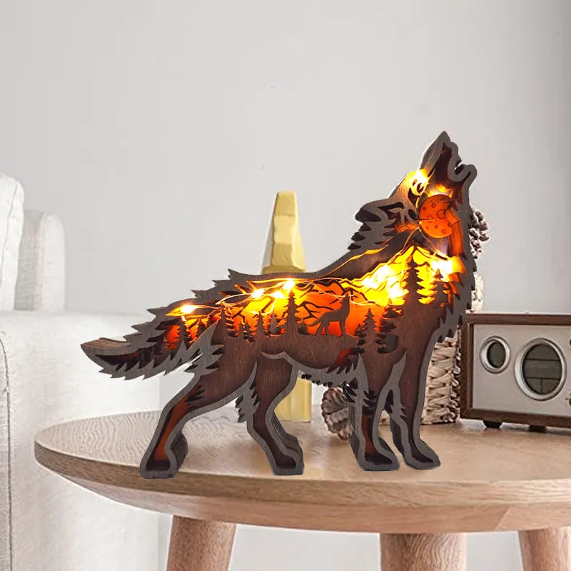 3D Hollow Wooden Forest Animal Ornament