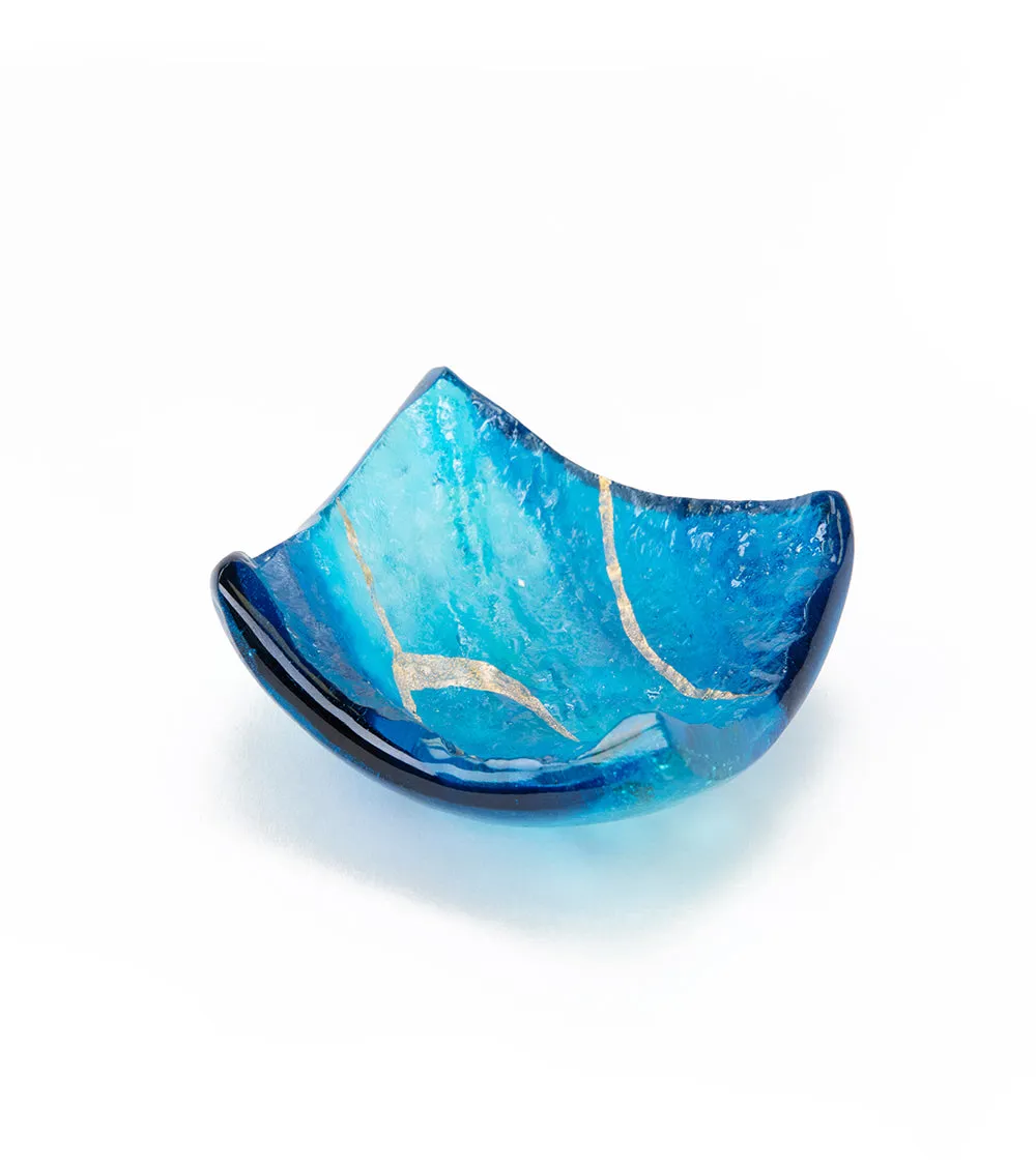 3" x 3" Lava Glass Aqua Tray by Marian Fieldson