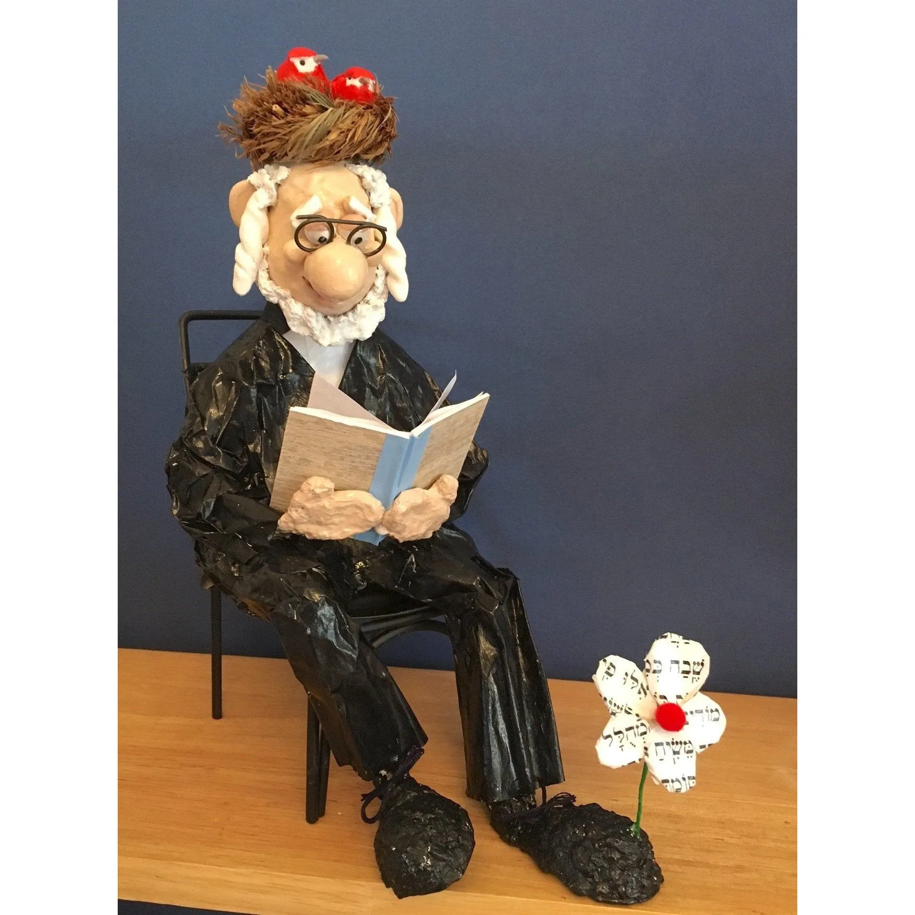 A Jewish Gentleman Scholar Art in Paper Mache Humorous Whimsical Sculptures by Naava Naslavsky