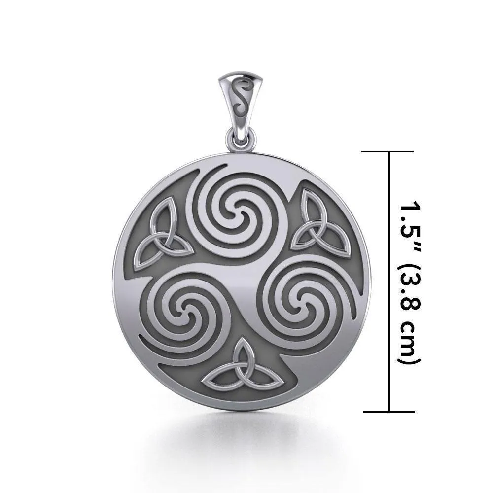 A potent representation of harmony and intricacy ~ Large Sterling Silver Celtic Triquetra Pendant Jewelry TP197