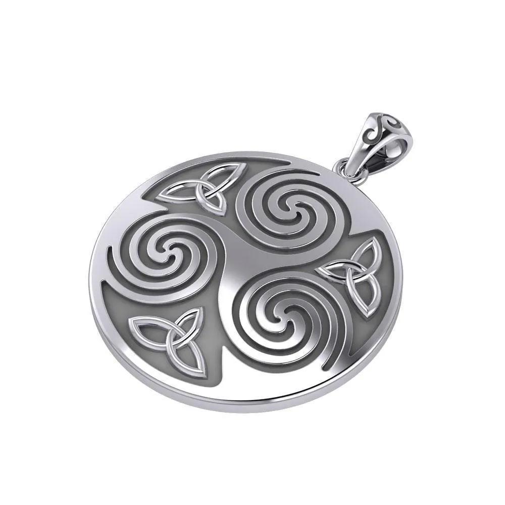 A potent representation of harmony and intricacy ~ Large Sterling Silver Celtic Triquetra Pendant Jewelry TP197