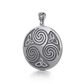 A potent representation of harmony and intricacy ~ Large Sterling Silver Celtic Triquetra Pendant Jewelry TP197