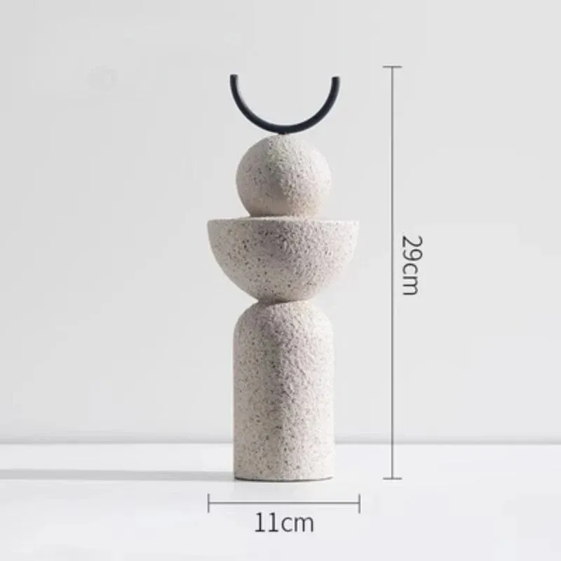 Abstract Geometric Sandstone Statue: Creative Resin Art Ornaments for Entrance, Living Room, TV Cabinet, and Desktop Decor