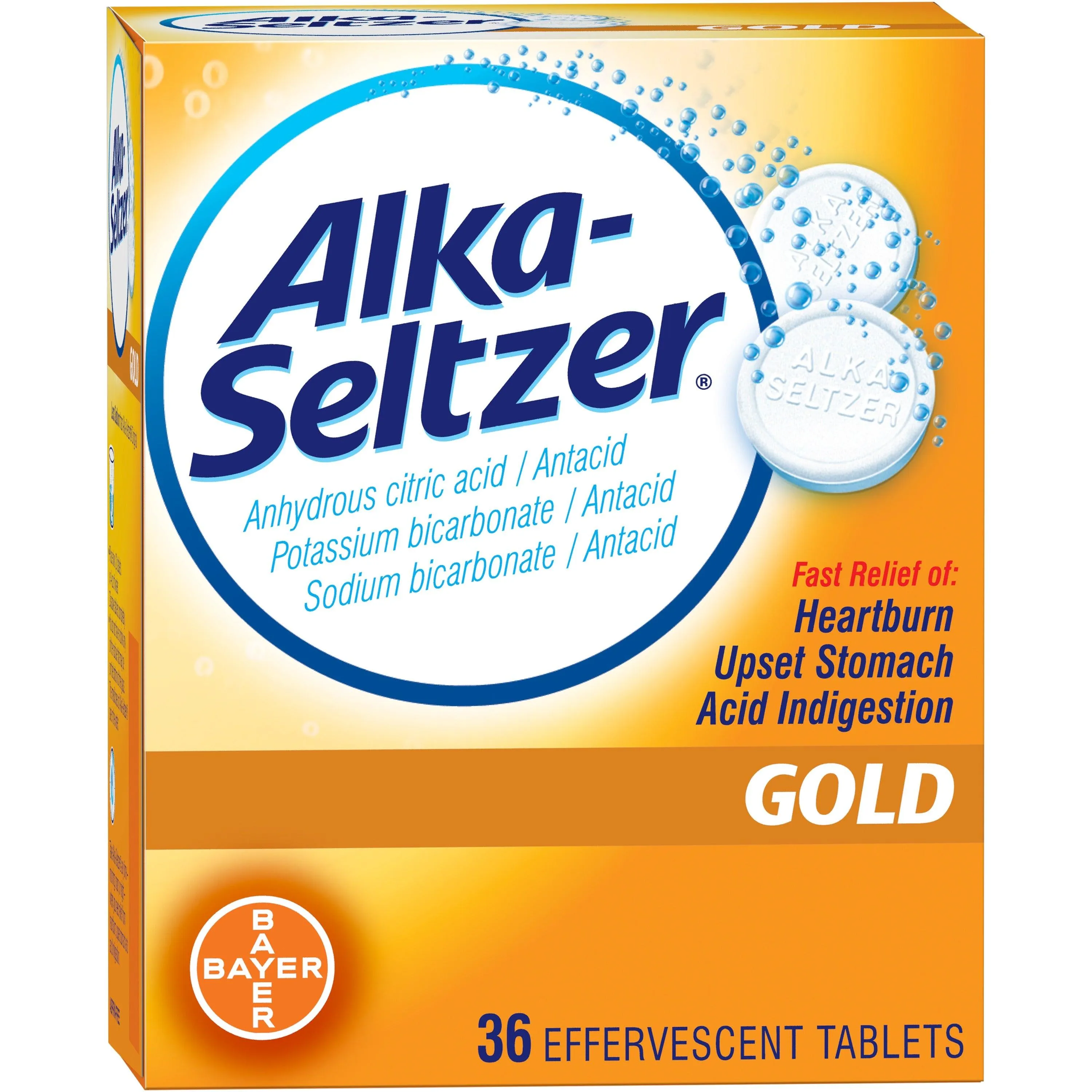 Alka-Seltzer Heartburn Relief Effervescent Tablets Gold - 36 Count