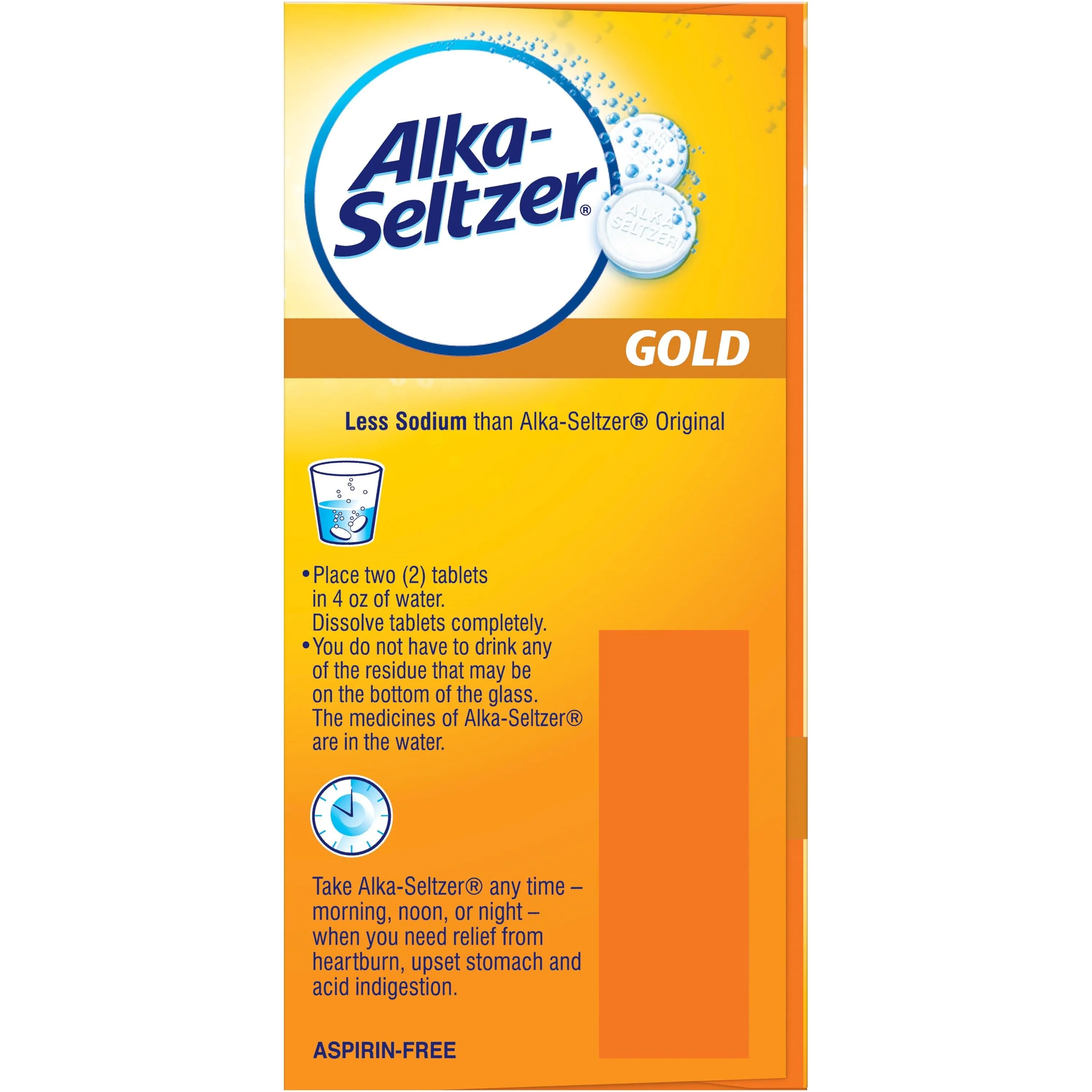 Alka-Seltzer Heartburn Relief Effervescent Tablets Gold - 36 Count