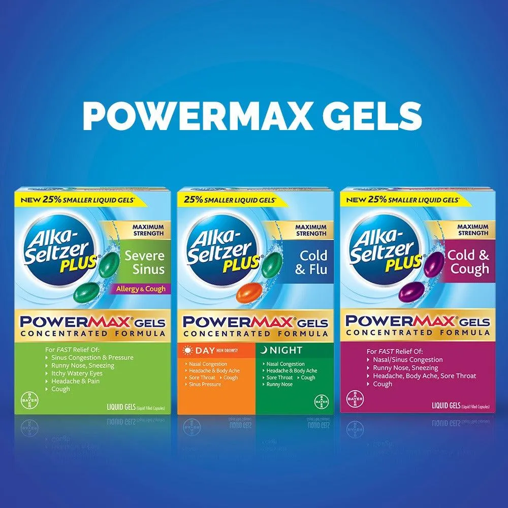 Alka-Seltzer Plus Cold & Flu Powermax Gels - Day 12 Ct   Night 4 Ct