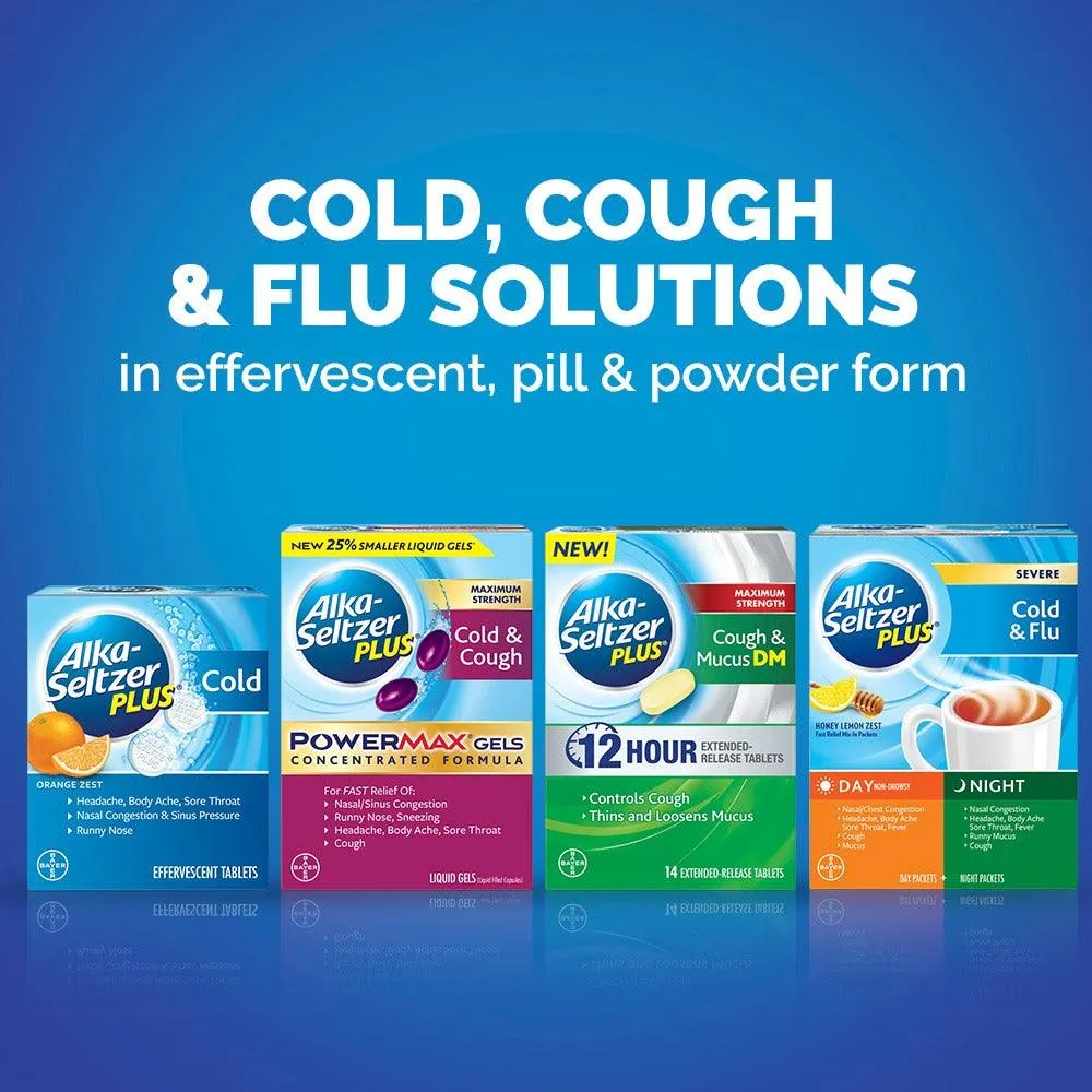 Alka-Seltzer Plus Cold & Flu Powermax Gels - Day 12 Ct   Night 4 Ct