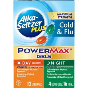 Alka-Seltzer Plus Cold & Flu Powermax Gels - Day 12 Ct   Night 4 Ct