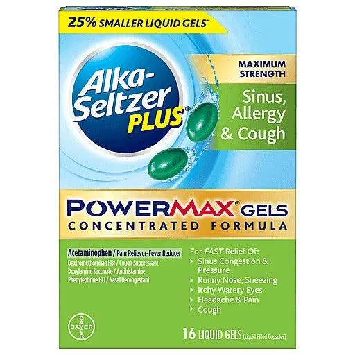 Alka-Seltzer Plus Sinus Allergy & Cough PowerMax Liquid Gels - 16 Ct