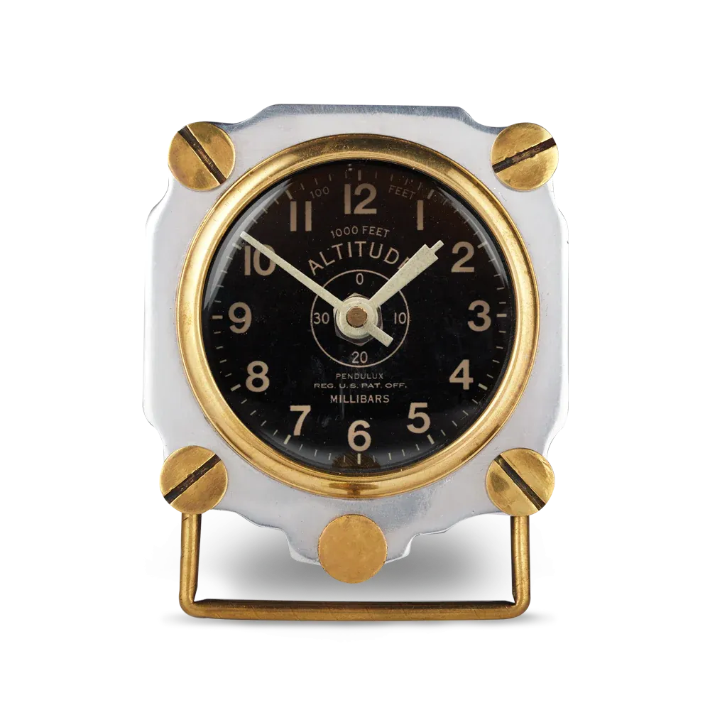 Altimeter Silver Table Clock