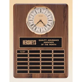 American Walnut Wall Clock with 24 Plates – 15-1/4” x 21”