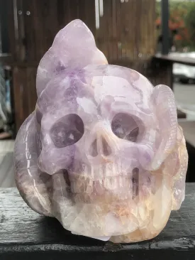 Amethyst Skull and Snake Sculpture [1k1497]