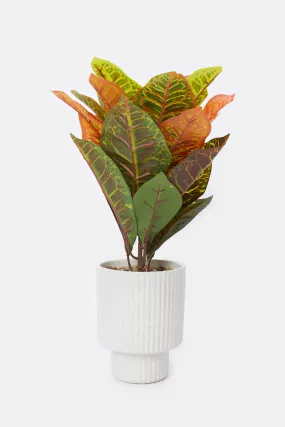 Artificial Plant Leaves In Ceramic Pot