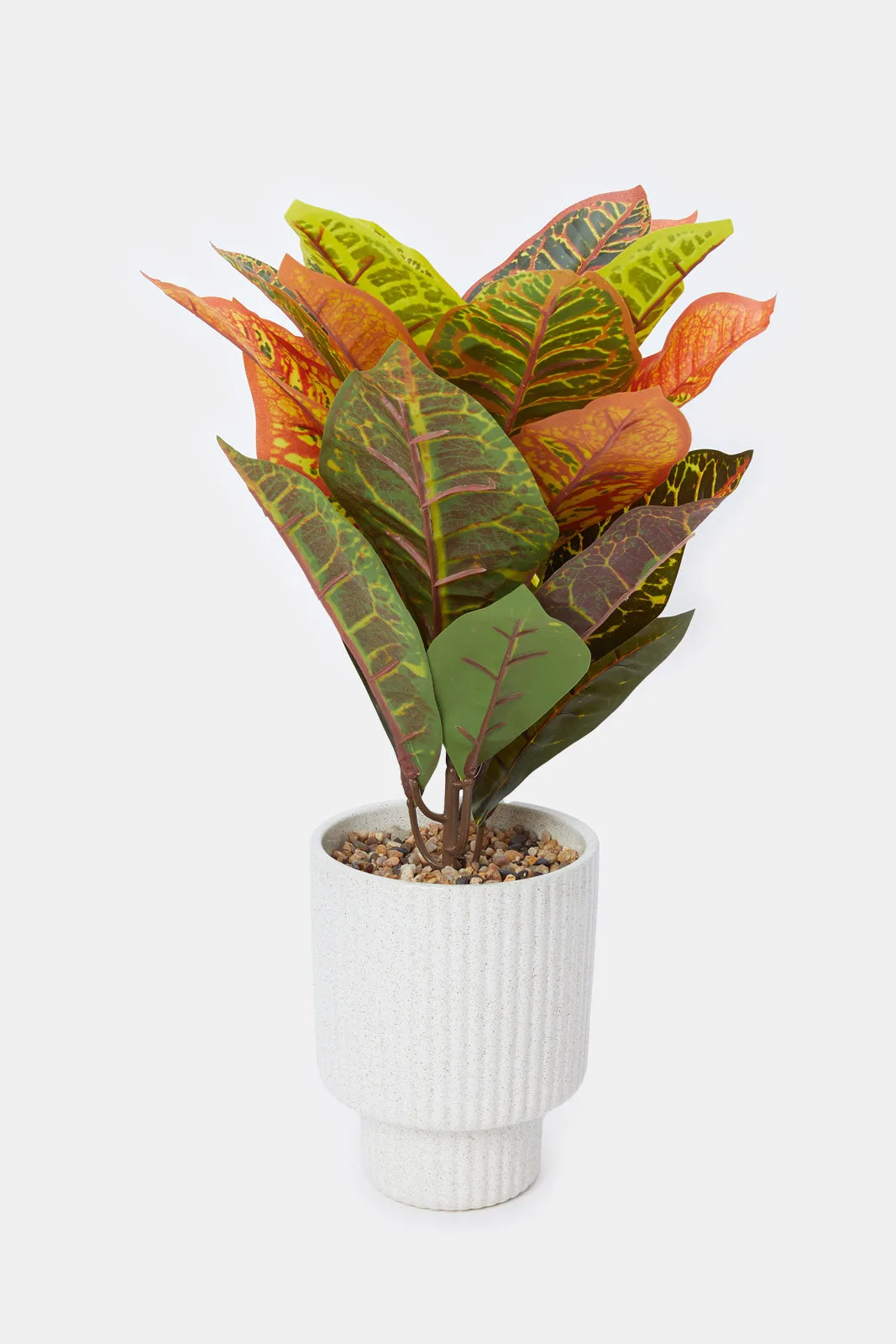 Artificial Plant Leaves In Ceramic Pot