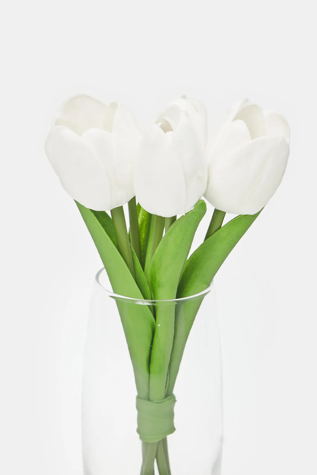 Artificial White Rose Bouquet In Ceramic Vase