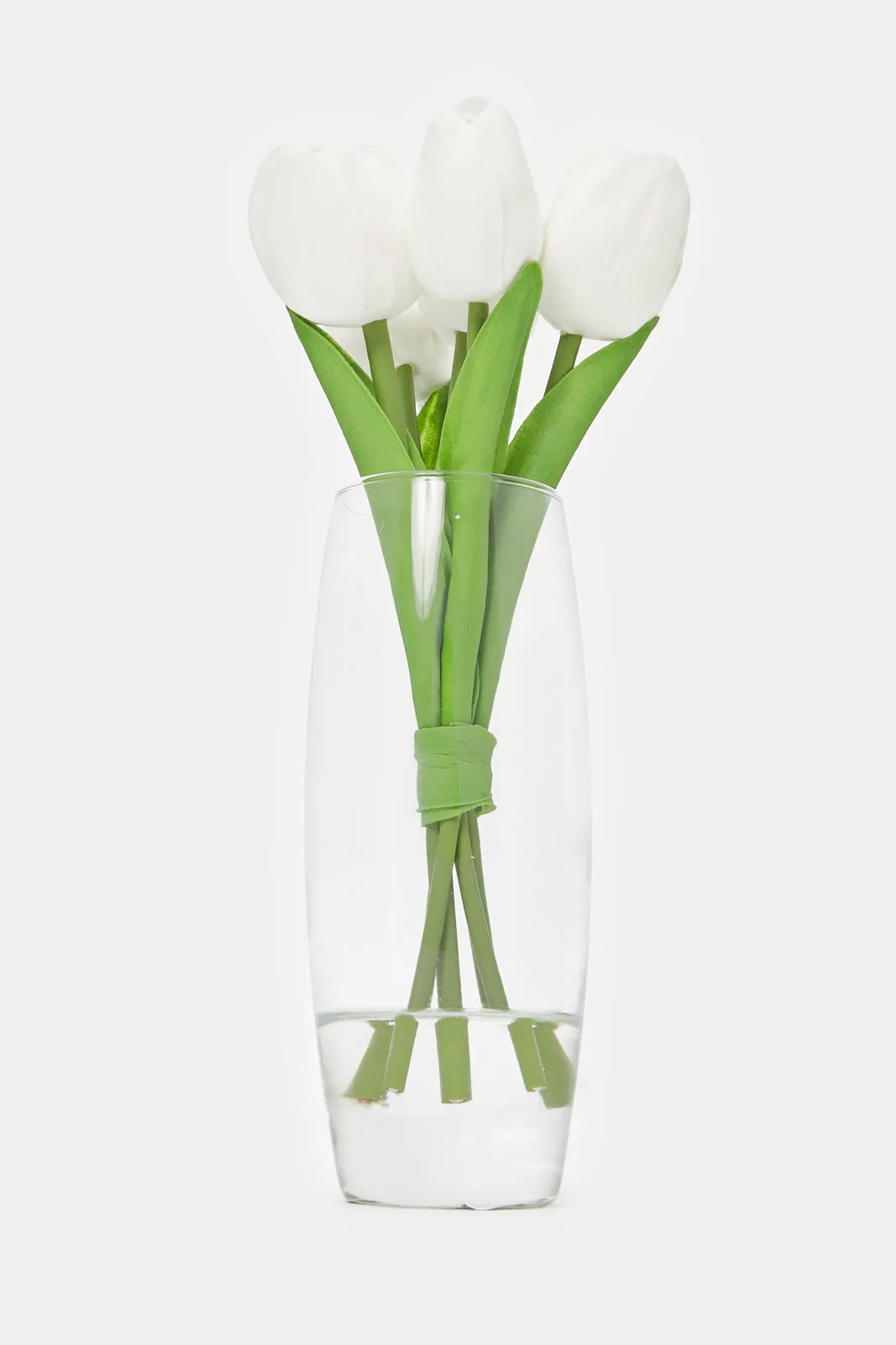 Artificial White Rose Bouquet In Ceramic Vase