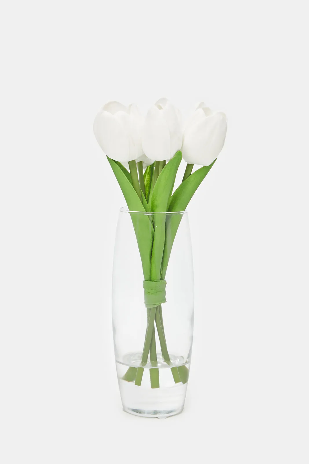 Artificial White Rose Bouquet In Ceramic Vase