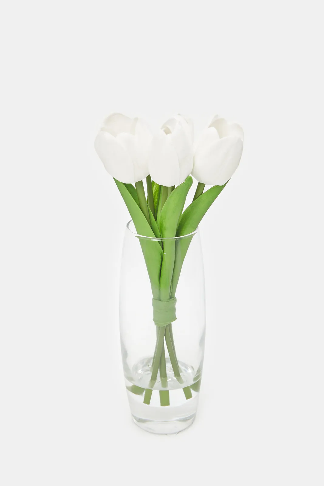 Artificial White Rose Bouquet In Ceramic Vase