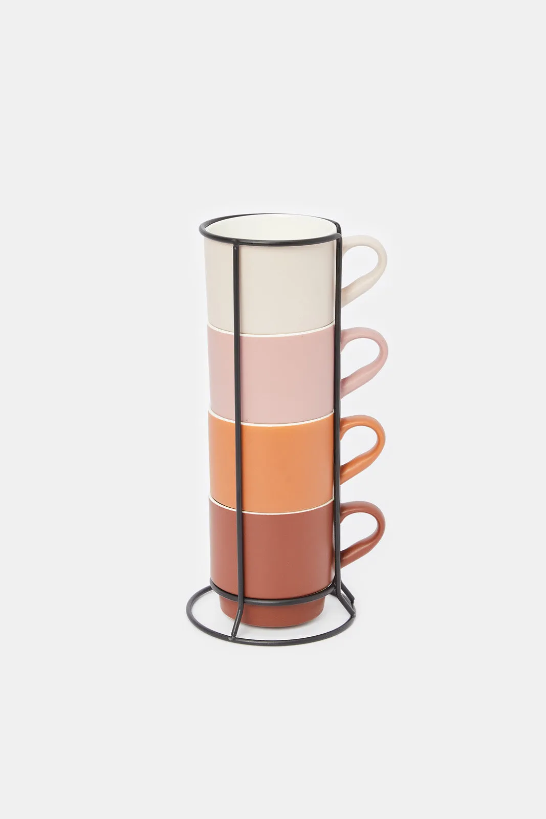 Assorted Stacked Mug Set With Stand (5 Piece)