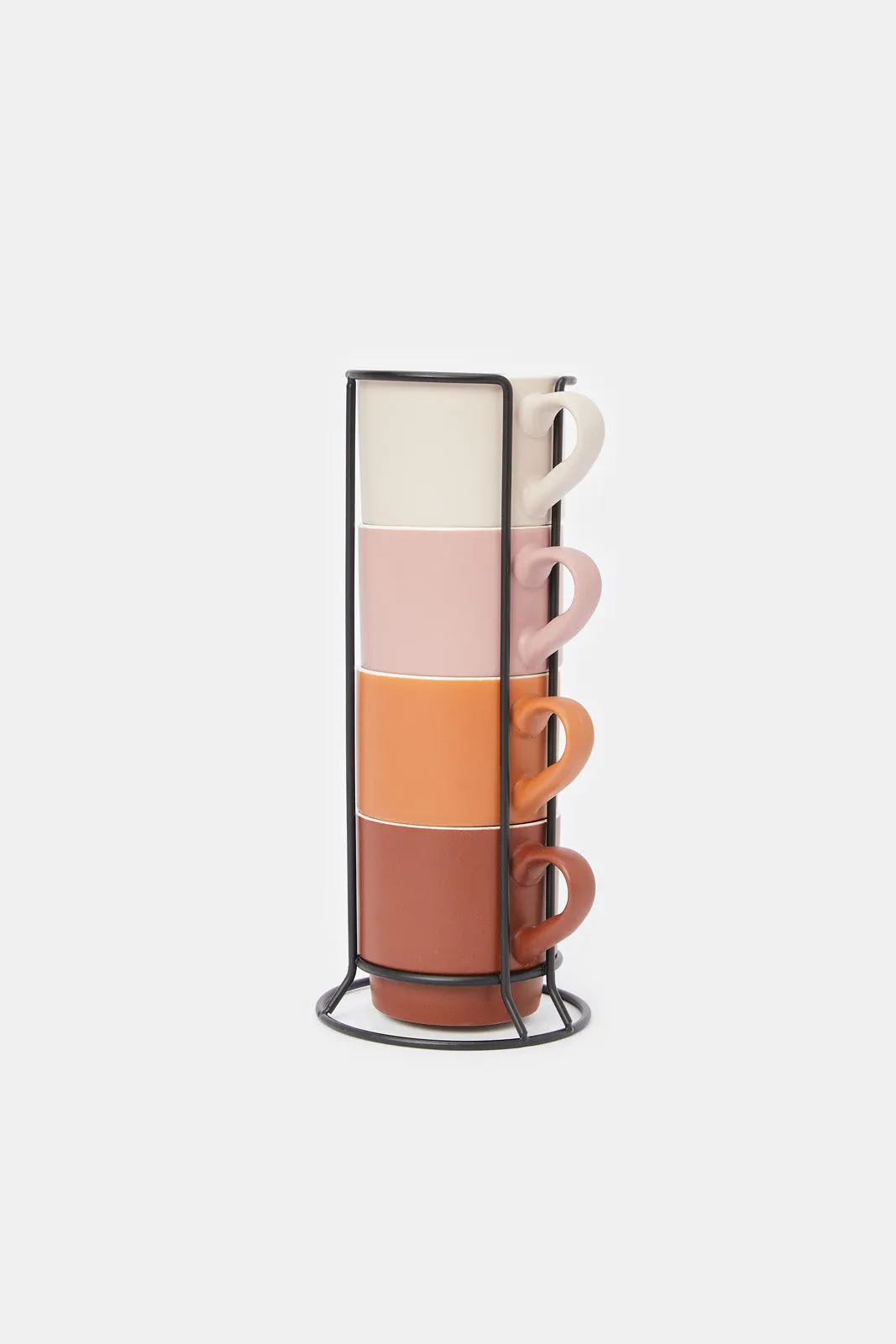 Assorted Stacked Mug Set With Stand (5 Piece)