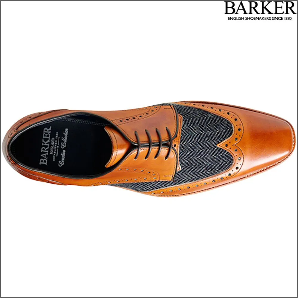 Barker Jackson Cedar Calf/Blue Tweed Wingtip Derby*