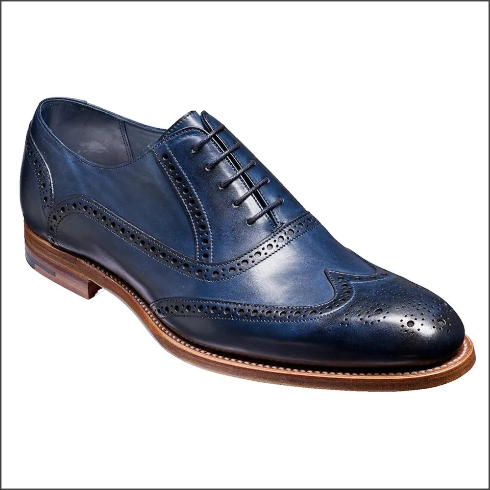 Barker Valiant Navy Hand Painted Wingtip Brogue^