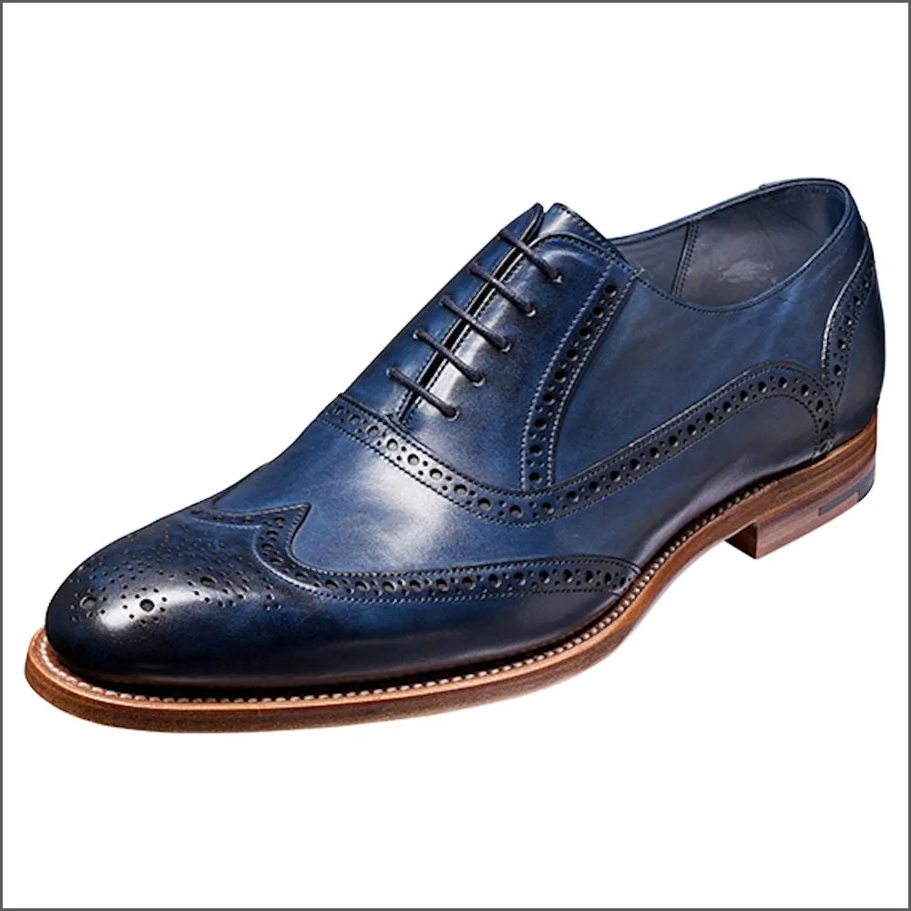 Barker Valiant Navy Hand Painted Wingtip Brogue^