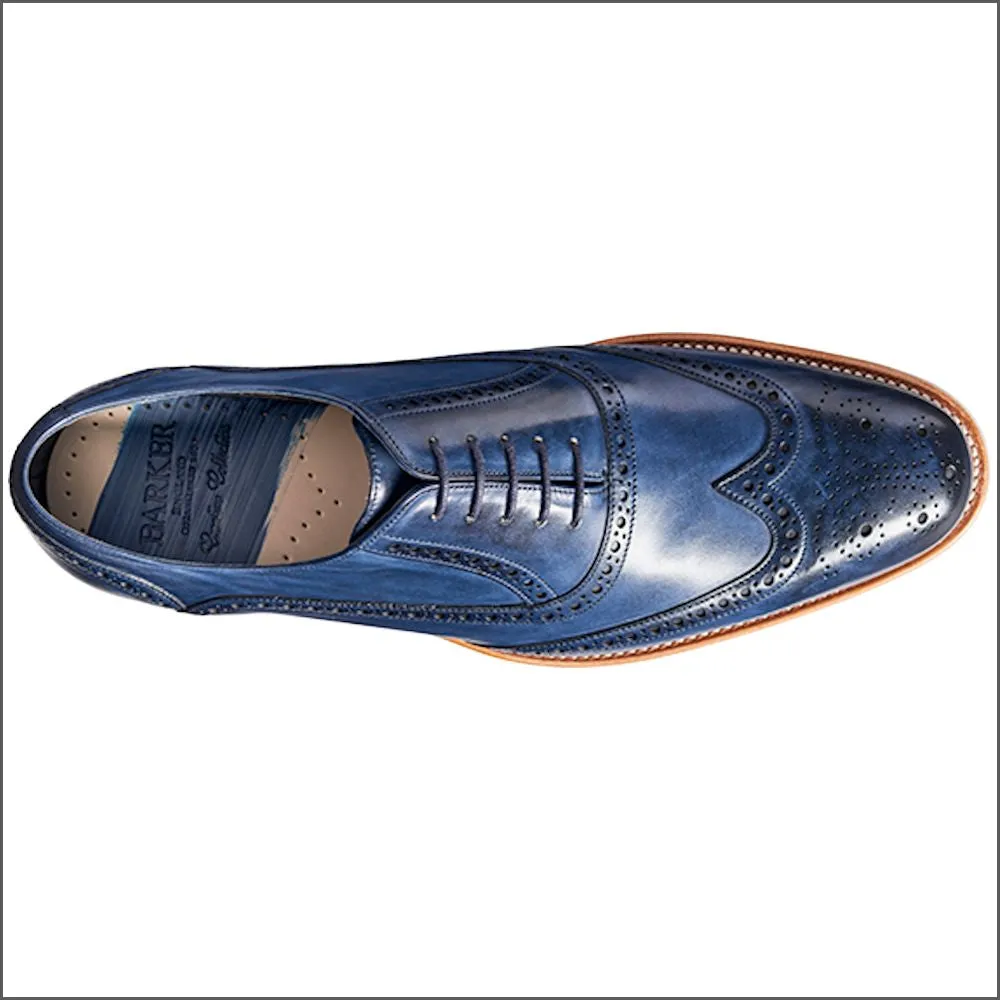 Barker Valiant Navy Hand Painted Wingtip Brogue^