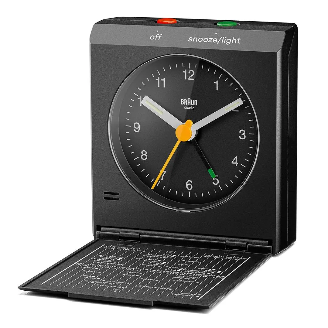 BC05 Braun travel analogue alarm clock - black