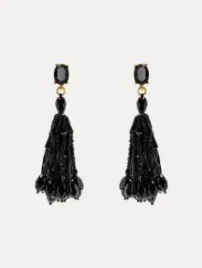 Beaded Tassel Clip-On Earrings