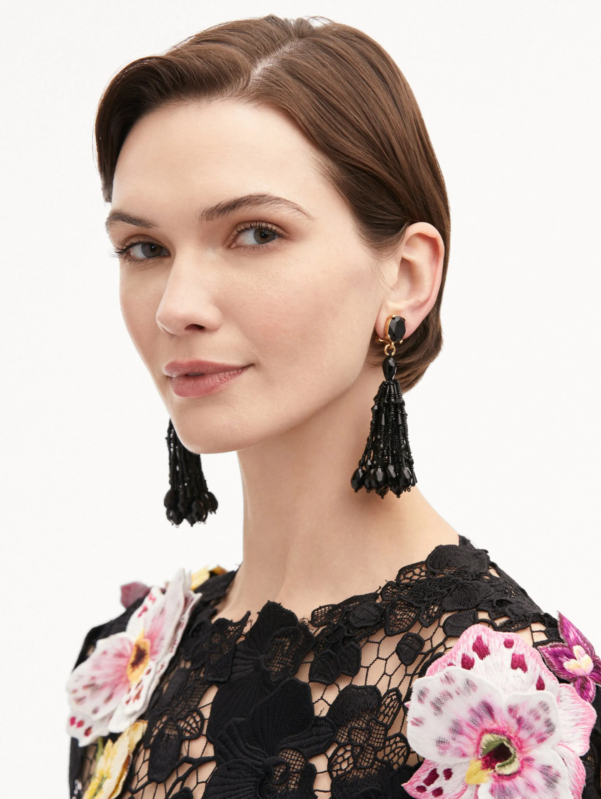 Beaded Tassel Clip-On Earrings