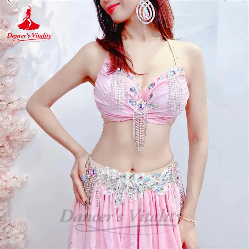 Belly Dance Performance Suit for Women Custom Chiffon Long Sleeves bra satin Skirt 3pcs Adult Child Oriental Bellydance Outfit