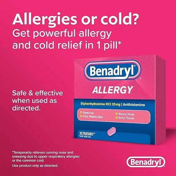 Benadryl Ultratabs Antihistamine Allergy Relief Tablets On-The-Go Size - 8ct