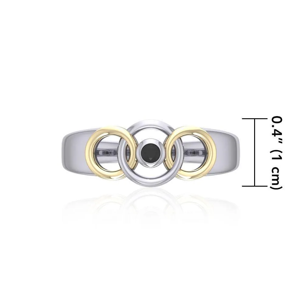 Black Magic Interlocking Circles Silver & Gold Ring MRI461