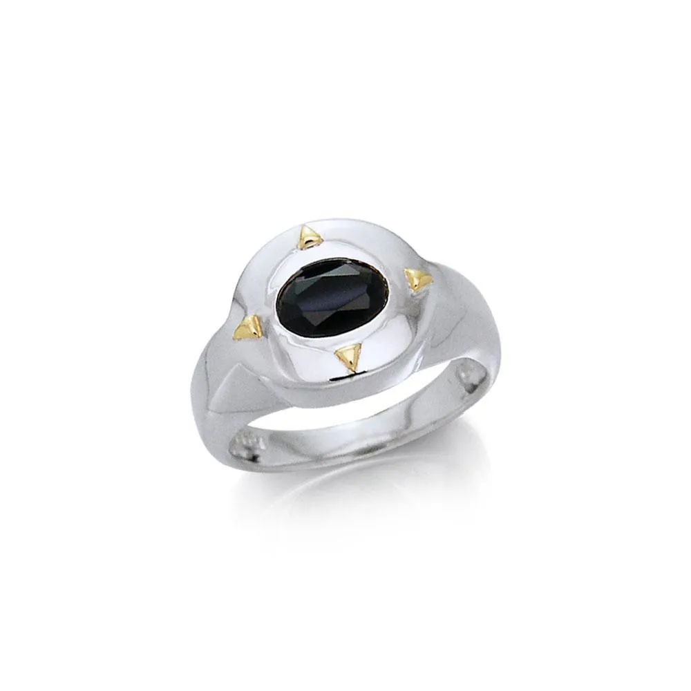 Black Magic Marquis Silver & Gold Ring MRI451