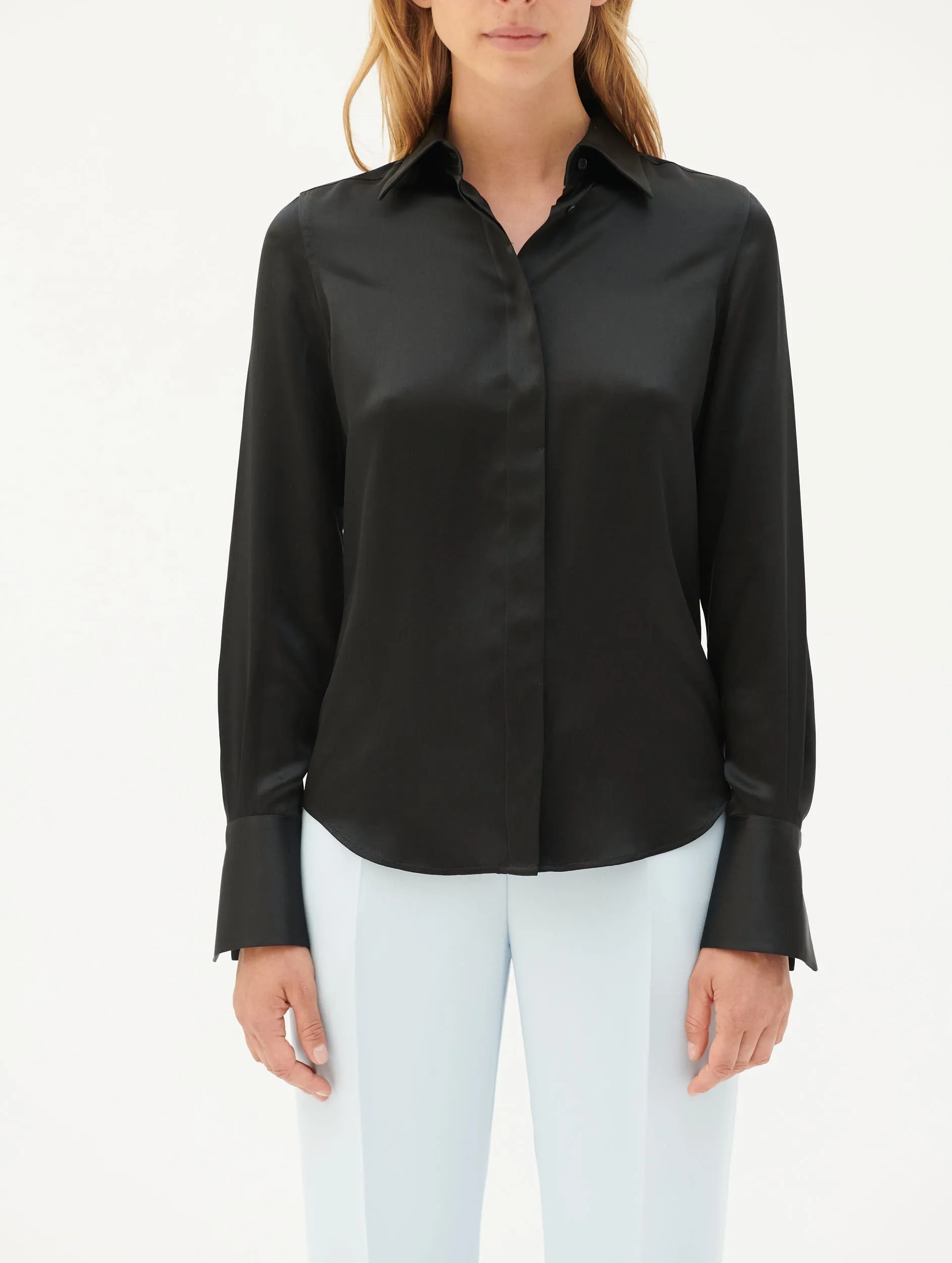 Black silk satin shirt