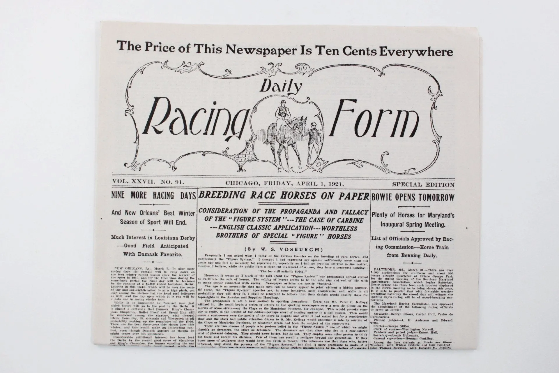 Boardwalk Empire: Chicago, IL Daily Racing Form April 1921