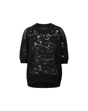 BOUSSOLE Lace Jacquard Short Sleeve Pullover