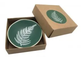 Bowl White Fern on Green 7cm