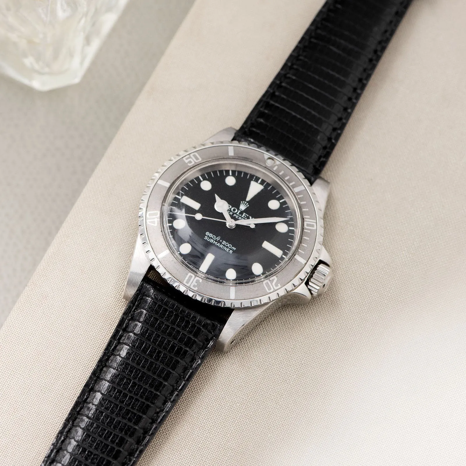 Brilliant Black Lizard Leather Watch Strap