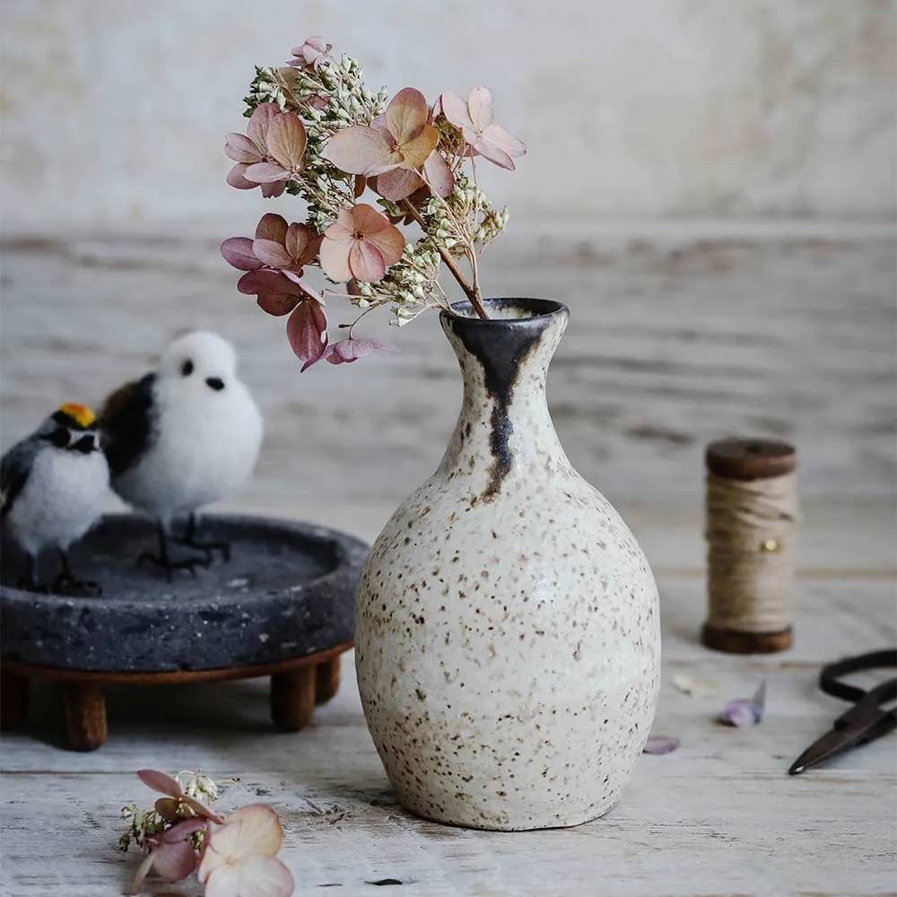 Brown Stoneware Bud Vase