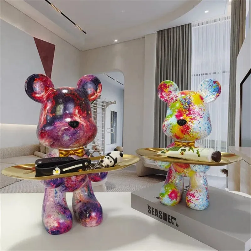 Cartoon Violent Bear Tray: A Playful and Multifunctional Storage Accent for Your Living Room, a Modern Sculpture for Bedroom Home Decor